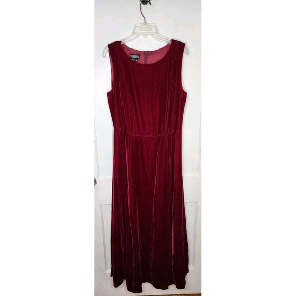 J. Peterman Size 14 Chemise Du Bal Dress Red Velvet Rayon Silk Blend NWT - Picture 1 of 5